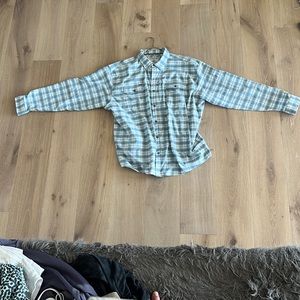 XXL Poncho flannel in white and blue